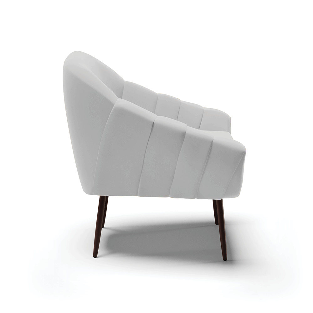 Kit 02 Poltronas Giovana Suede Cinza Pés Palito de Ferro - D'Rossi