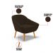 Kit 02 Poltronas Giovana Suede Marrom Pés Palito Castanho - D'Rossi