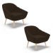 Kit 02 Poltronas Giovana Suede Marrom Pés Palito Natural - D'Rossi