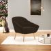 Kit 02 Poltronas Giovana Suede Marrom Pés Palito Natural - D'Rossi