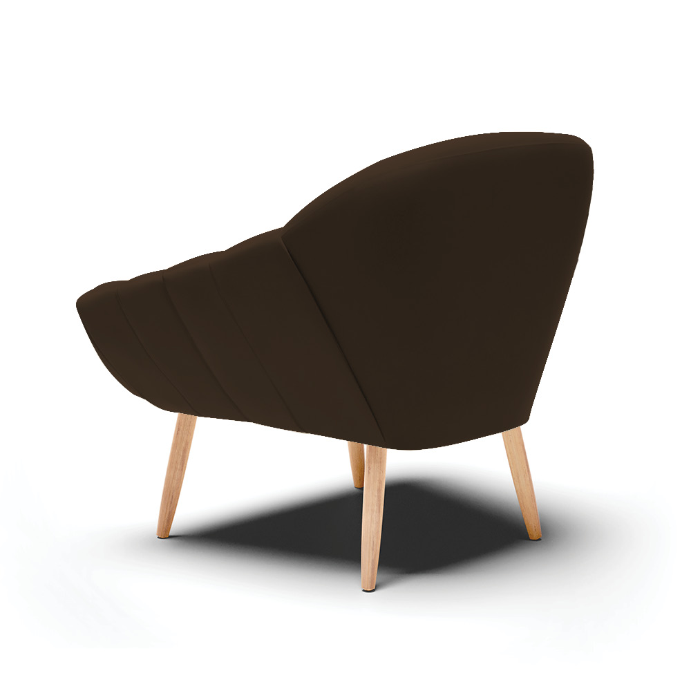 Kit 02 Poltronas Giovana Suede Marrom Pés Palito Natural - D'Rossi