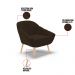 Kit 02 Poltronas Giovana Suede Marrom Pés Palito Natural - D'Rossi