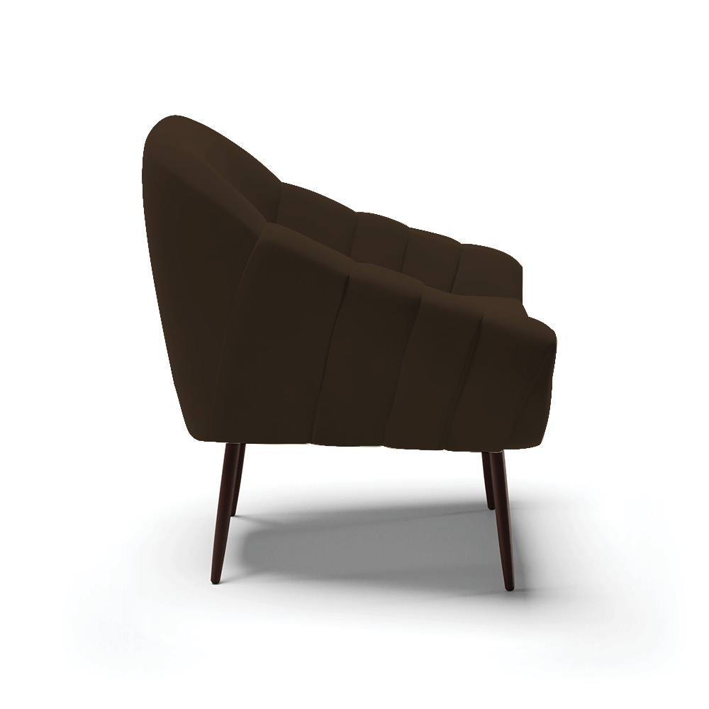Kit 02 Poltronas Giovana Suede Marrom Pés Palito de Ferro - D'Rossi
