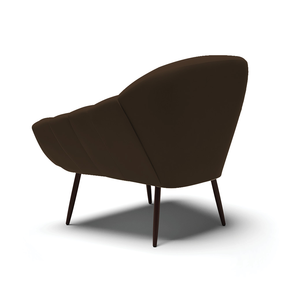 Kit 02 Poltronas Giovana Suede Marrom Pés Palito de Ferro - D'Rossi