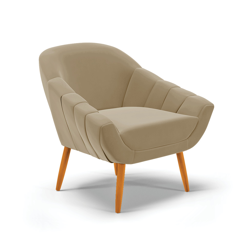 Kit 02 Poltronas Giovana Suede Marrom Rato Pés Palito Castanho - D'Rossi