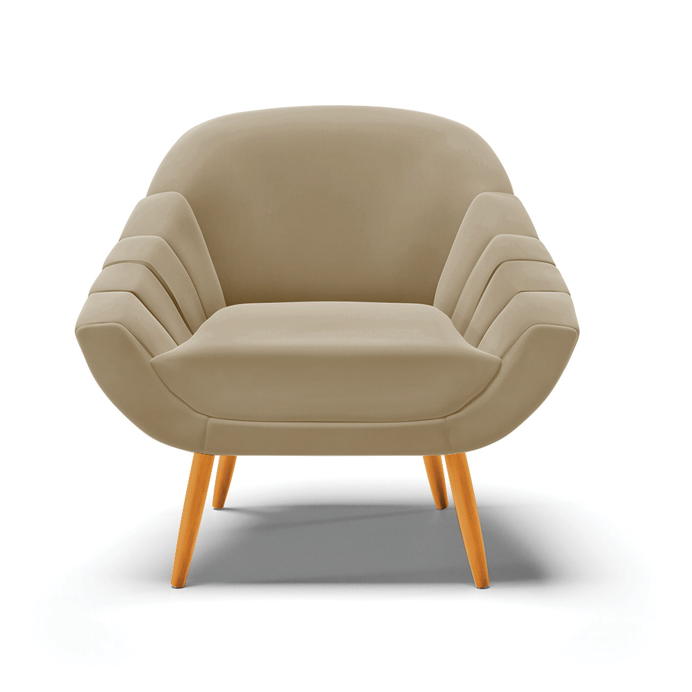 Kit 02 Poltronas Giovana Suede Marrom Rato Pés Palito Castanho - D'Rossi