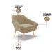 Kit 02 Poltronas Giovana Suede Marrom Rato Pés Palito Natural - D'Rossi