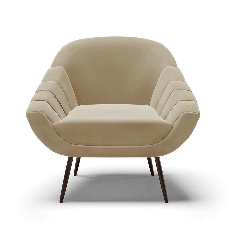 Kit 02 Poltronas Giovana Suede Marrom Rato Pés Palito de Ferro - D'Rossi