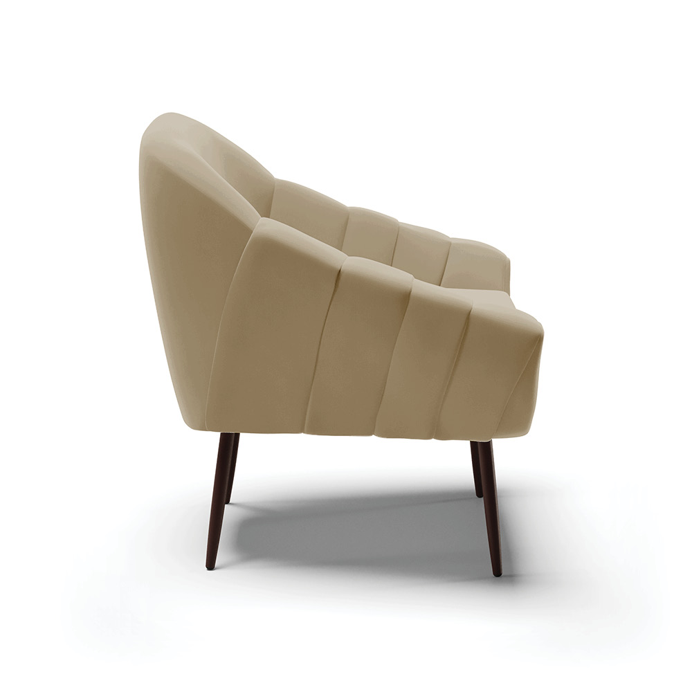 Kit 02 Poltronas Giovana Suede Marrom Rato Pés Palito de Ferro - D'Rossi