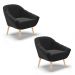 Kit 02 Poltronas Giovana Suede Preto Pés Palito Natural - D'Rossi