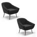 Kit 02 Poltronas Giovana Suede Preto Pés Palito de Ferro - D'Rossi