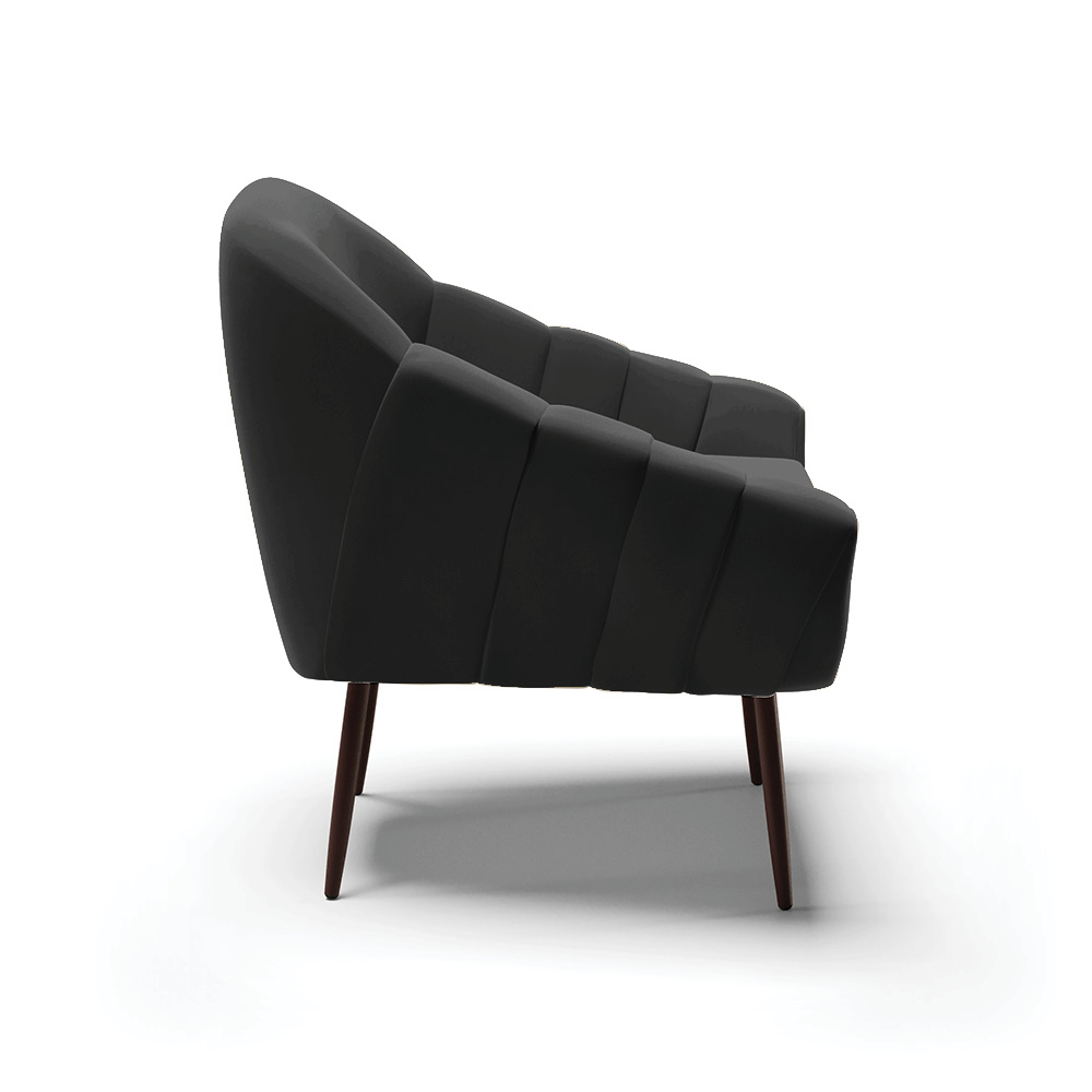 Kit 02 Poltronas Giovana Suede Preto Pés Palito de Ferro - D'Rossi