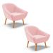 Kit 02 Poltronas Giovana Suede Rosa Bebê Pés Palito Castanho - D'Rossi