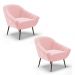 Kit 02 Poltronas Giovana Suede Rosa Bebê Pés Palito de Ferro - D'Rossi