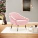 Kit 02 Poltronas Giovana Suede Rosa Bebê Pés Palito de Ferro - D'Rossi
