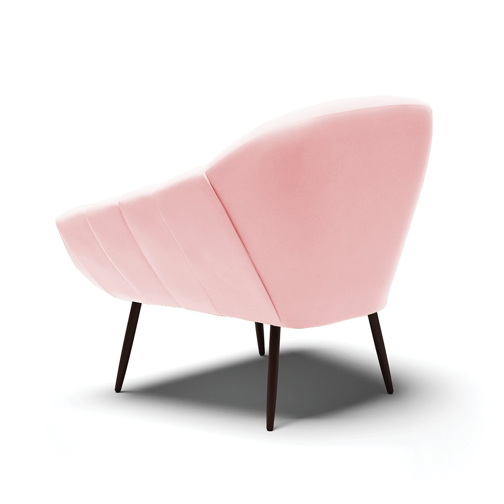 Kit 02 Poltronas Giovana Suede Rosa Bebê Pés Palito de Ferro - D'Rossi