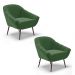Kit 02 Poltronas Giovana Suede Verde Pés Palito de Ferro - D'Rossi