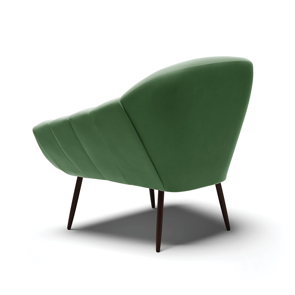 Kit 02 Poltronas Giovana Suede Verde Pés Palito de Ferro - D'Rossi