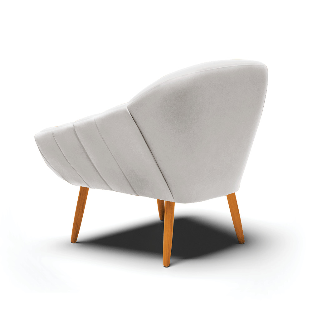 Kit 02 Poltronas Giovana Veludo Cinza Pés Palito Castanho - D'Rossi