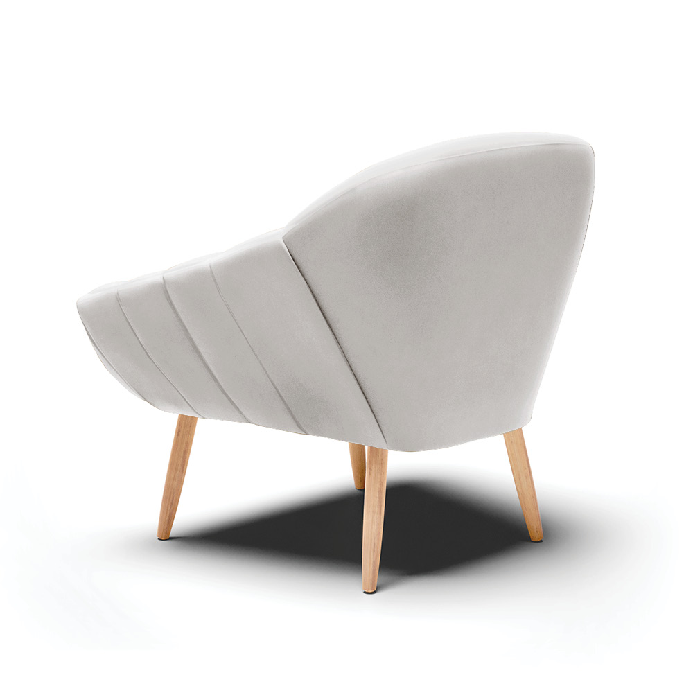 Kit 02 Poltronas Giovana Veludo Cinza Pés Palito Natural - D'Rossi