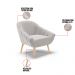 Kit 02 Poltronas Giovana Veludo Cinza Pés Palito Natural - D'Rossi