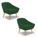 Kit 02 Poltronas Giovana Veludo Verde Pés Palito Castanho - D'Rossi
