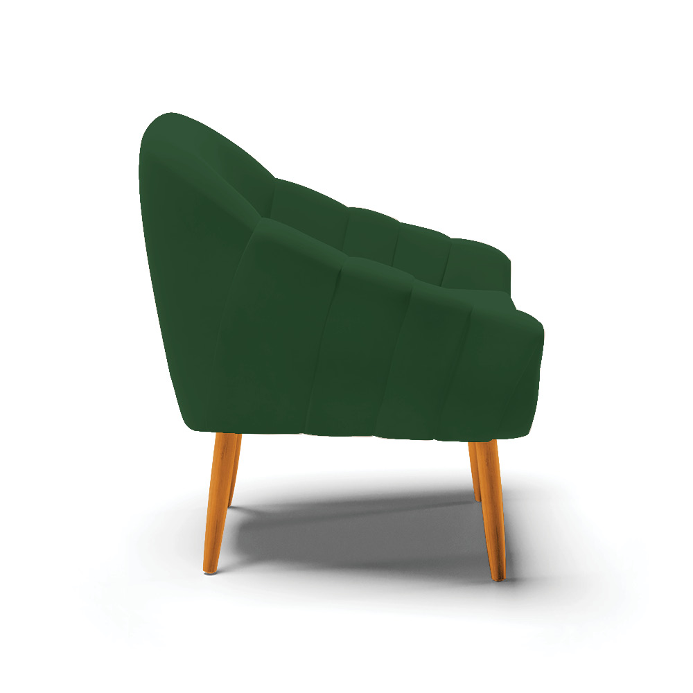 Kit 02 Poltronas Giovana Veludo Verde Pés Palito Castanho - D'Rossi
