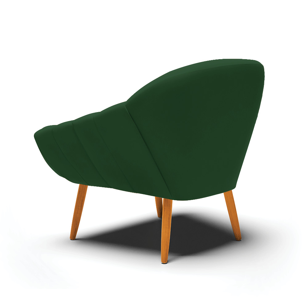 Kit 02 Poltronas Giovana Veludo Verde Pés Palito Castanho - D'Rossi