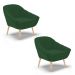Kit 02 Poltronas Giovana Veludo Verde Pés Palito Natural - D'Rossi
