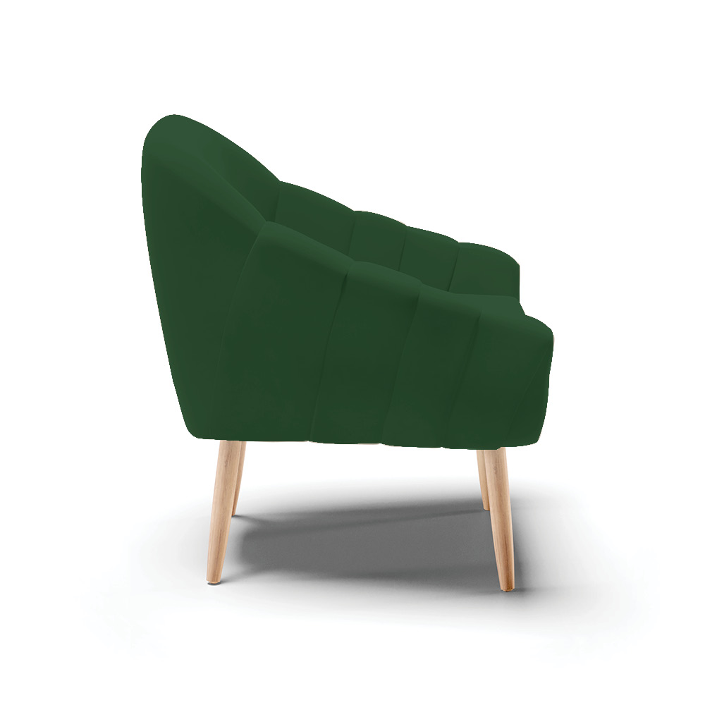 Kit 02 Poltronas Giovana Veludo Verde Pés Palito Natural - D'Rossi