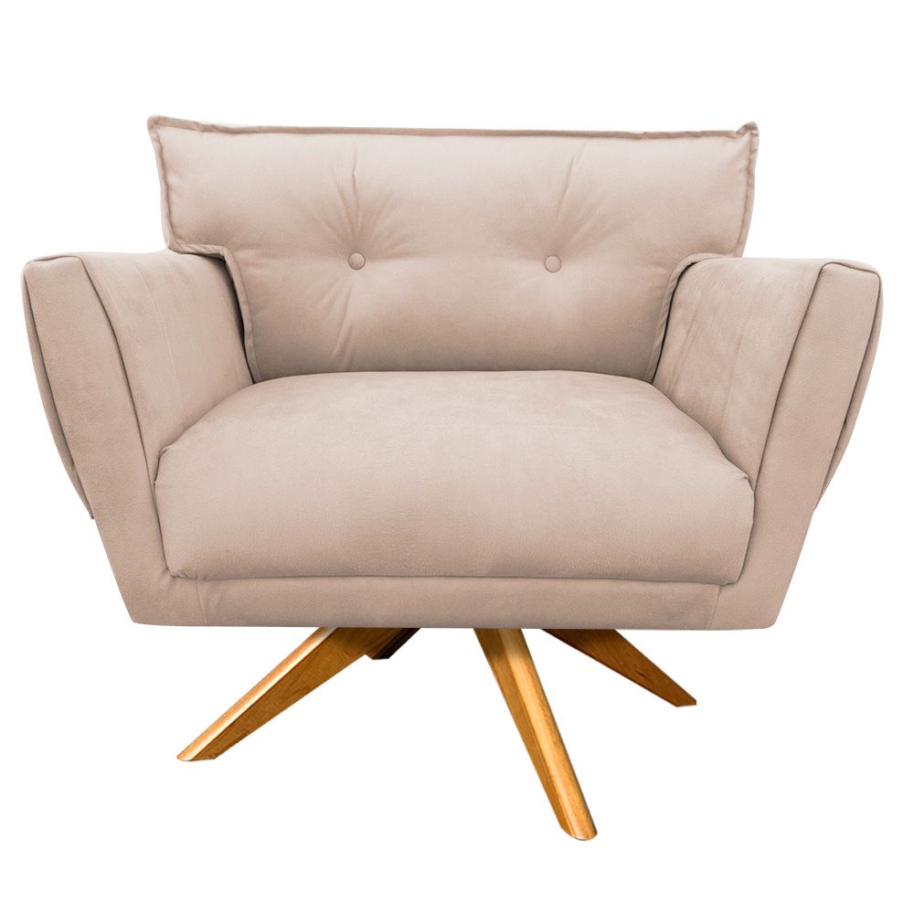 Kit 02 Poltronas Giratória Anitta Suede Base Madeira MA30 D'Rossi