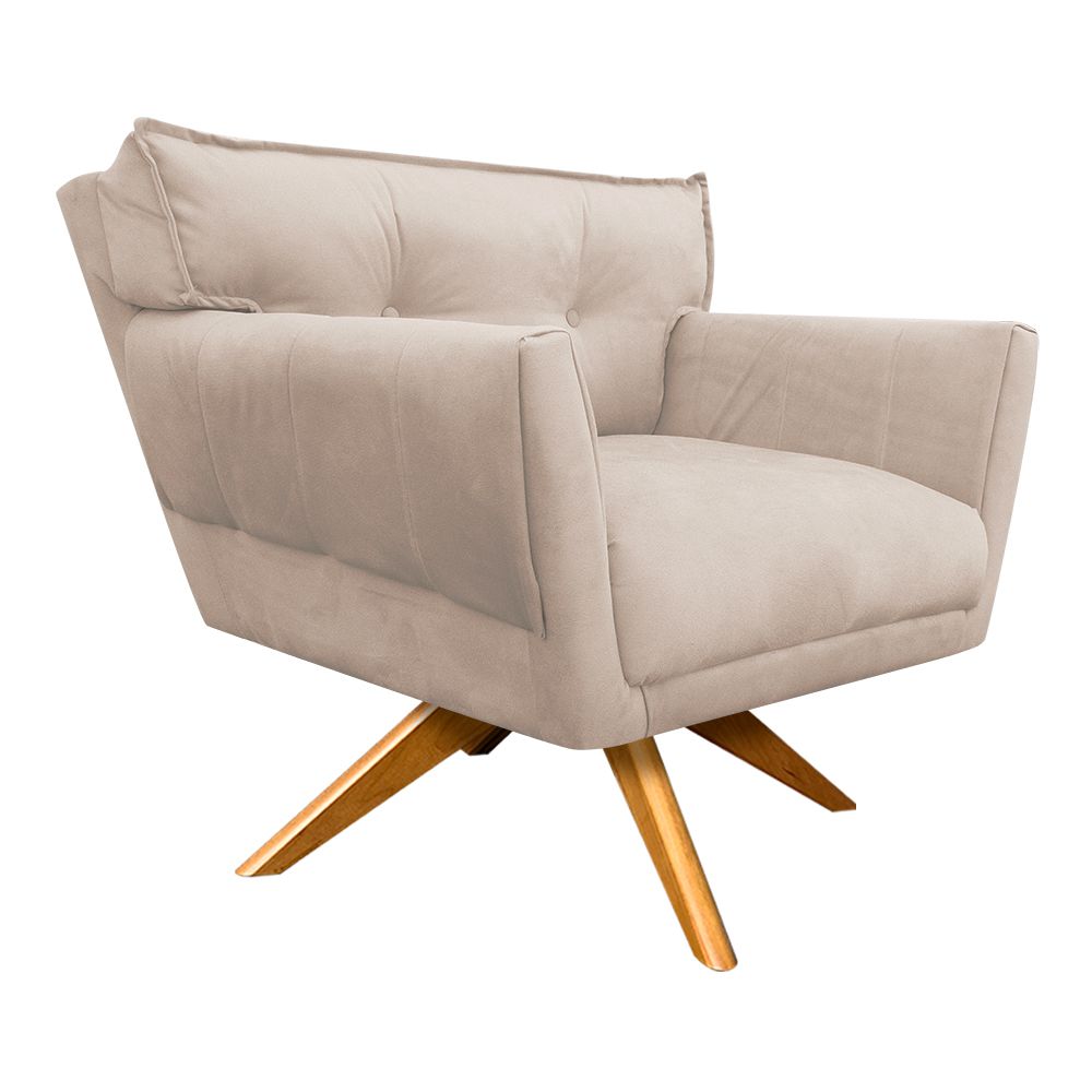 Kit 02 Poltronas Giratória Anitta Suede Base Madeira MA30 D'Rossi