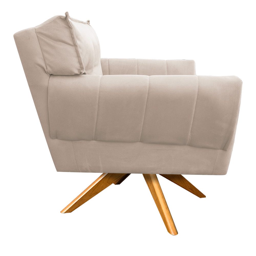 Kit 02 Poltronas Giratória Anitta Suede Base Madeira MA30 D'Rossi
