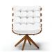 Kit 02 Poltronas Giratória Costela Corino Branco Base Madeira MA25 - D'Rossi