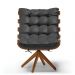 Kit 02 Poltronas Giratória Costela Corino Preto Base Madeira MA25 - D'Rossi
