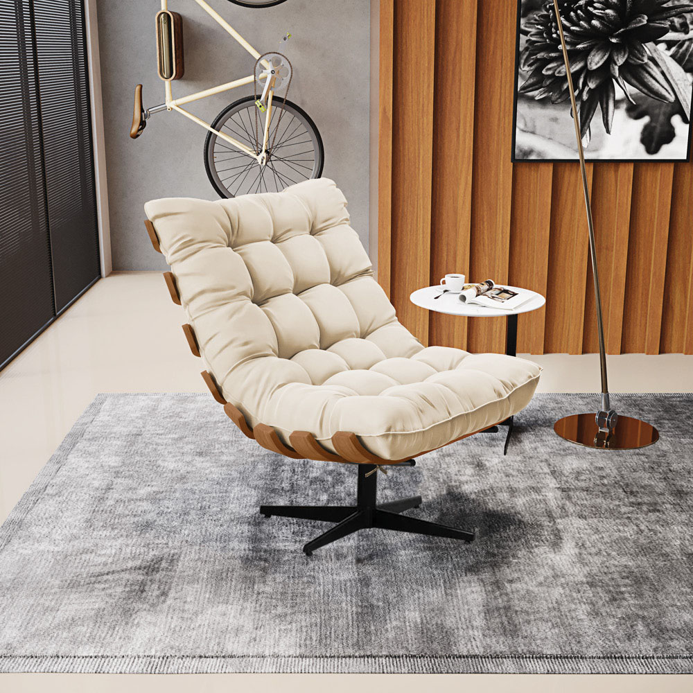 Kit 02 Poltronas Giratória Costela Suede Base Metálica Preto - D'Rossi