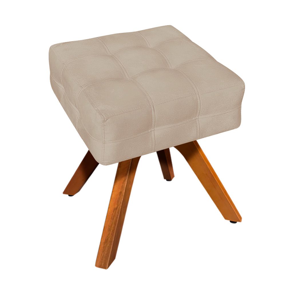 Kit 02 Poltronas Giratória Elisa e 01 Puff Suede Base Madeira MM30 D'Rossi