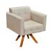Kit 02 Poltronas Giratória Elisa e 01 Puff Suede Base Madeira MM30 D'Rossi
