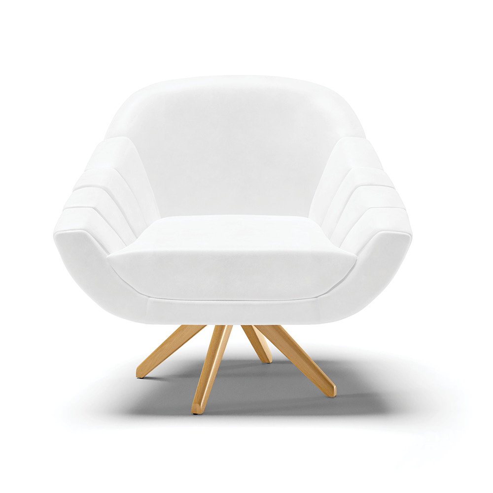 Kit 02 Poltronas Giratória Giovana Corano Branco Base Madeira MA30 - D'Rossi