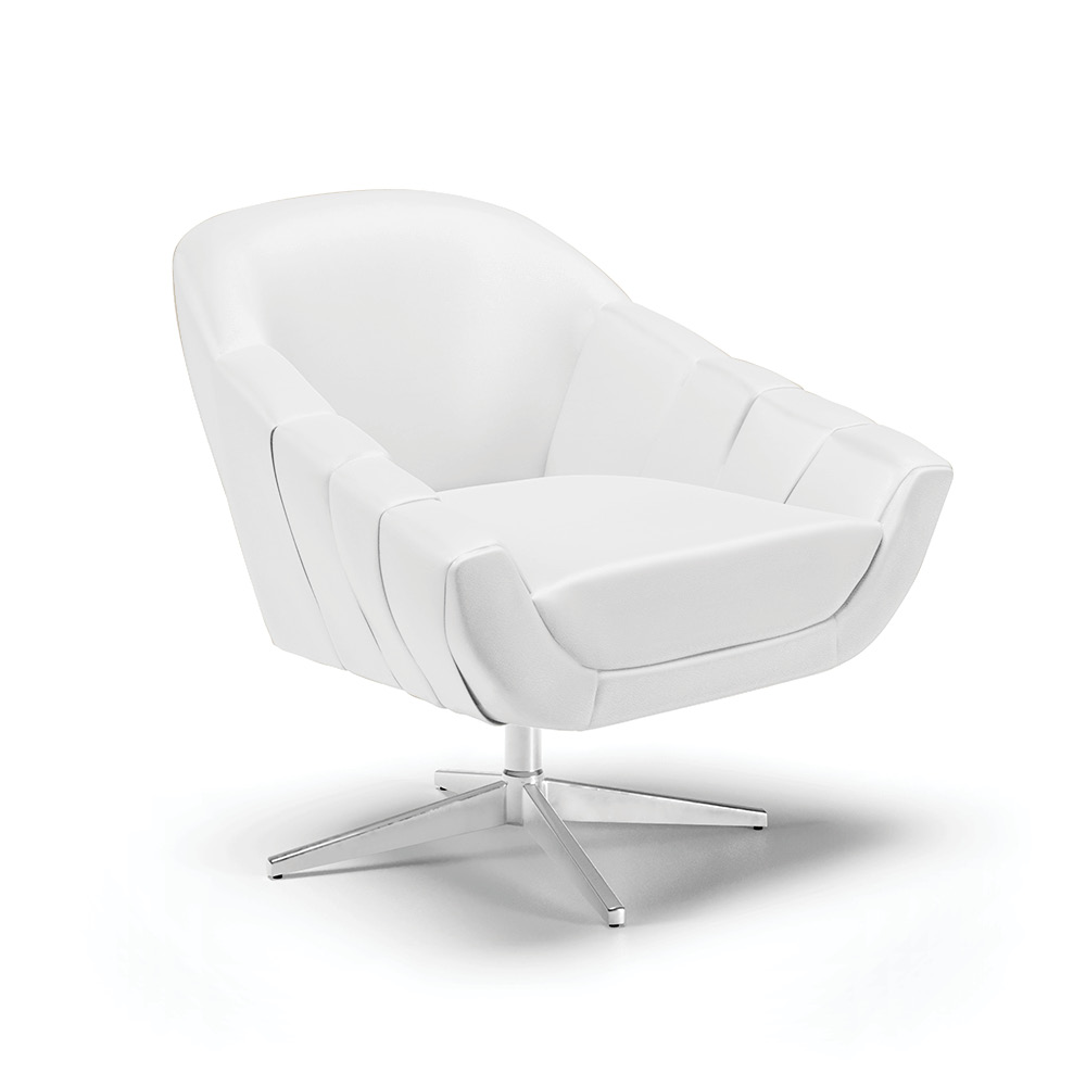 Kit 02 Poltronas Giratória Giovana Corino Branco Base Cromada - D'Rossi