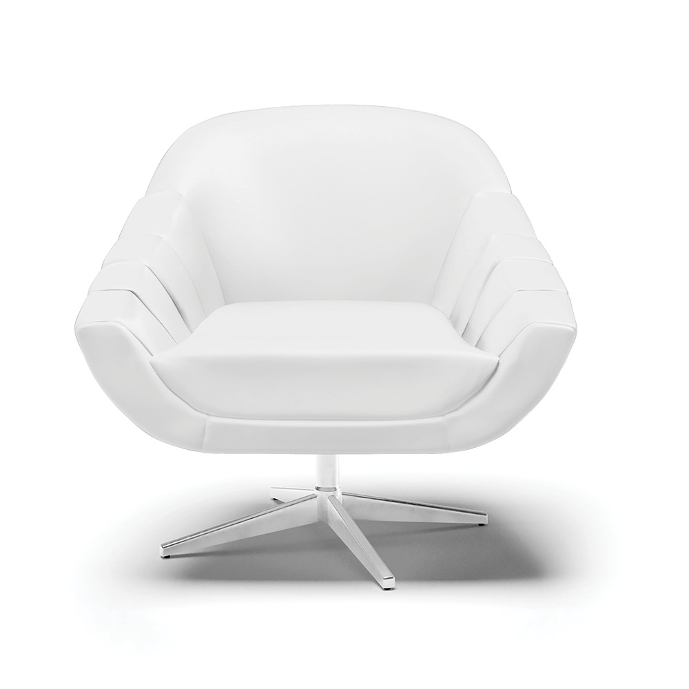 Kit 02 Poltronas Giratória Giovana Corino Branco Base Cromada - D'Rossi