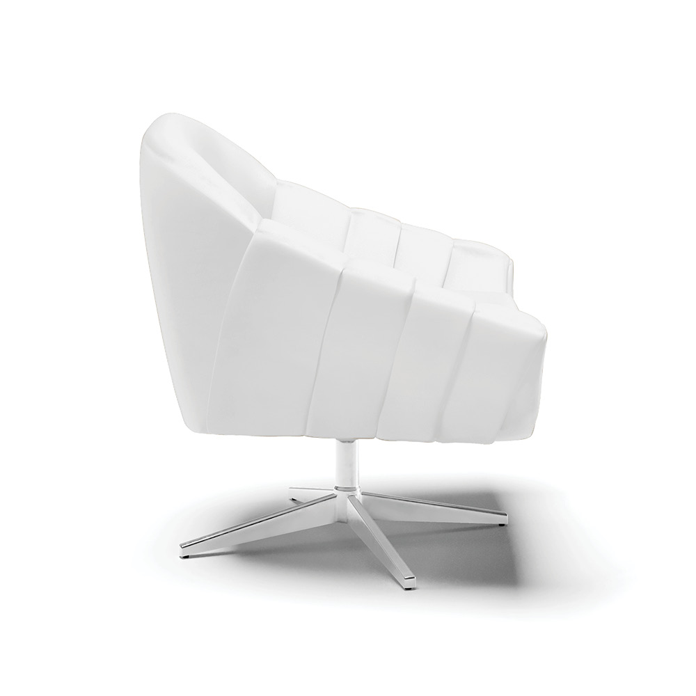 Kit 02 Poltronas Giratória Giovana Corino Branco Base Cromada - D'Rossi