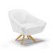 Kit 02 Poltronas Giratória Giovana Corino Branco Base Madeira MA30 - D'Rossi
