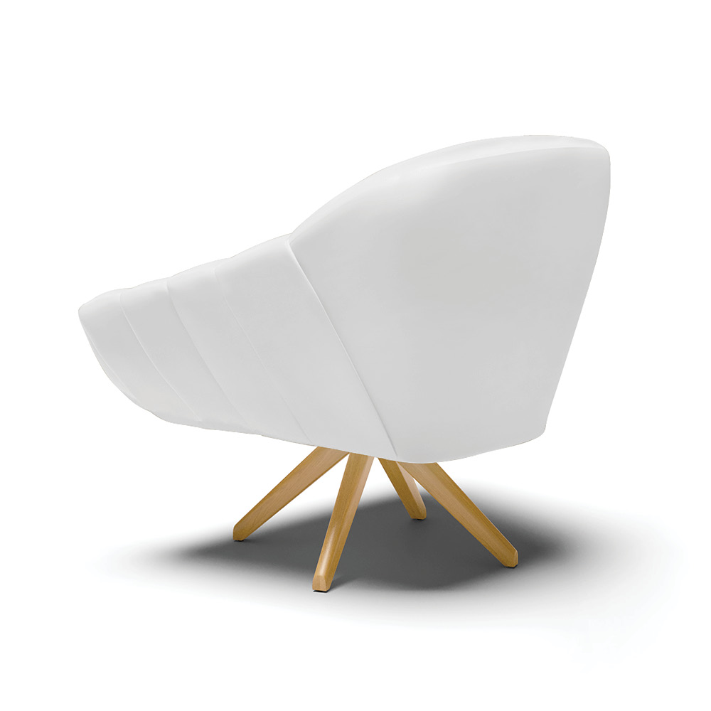 Kit 02 Poltronas Giratória Giovana Corino Branco Base Madeira MA30 - D'Rossi