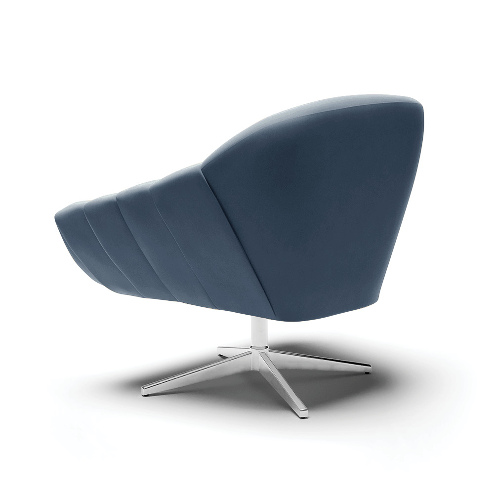Kit 02 Poltronas Giratória Giovana Suede Azul Marinho Base Cromada - D'Rossi