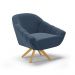 Kit 02 Poltronas Giratória Giovana Suede Azul Marinho Base Madeira MA30 - D'Rossi