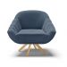 Kit 02 Poltronas Giratória Giovana Suede Azul Marinho Base Madeira MA30 - D'Rossi