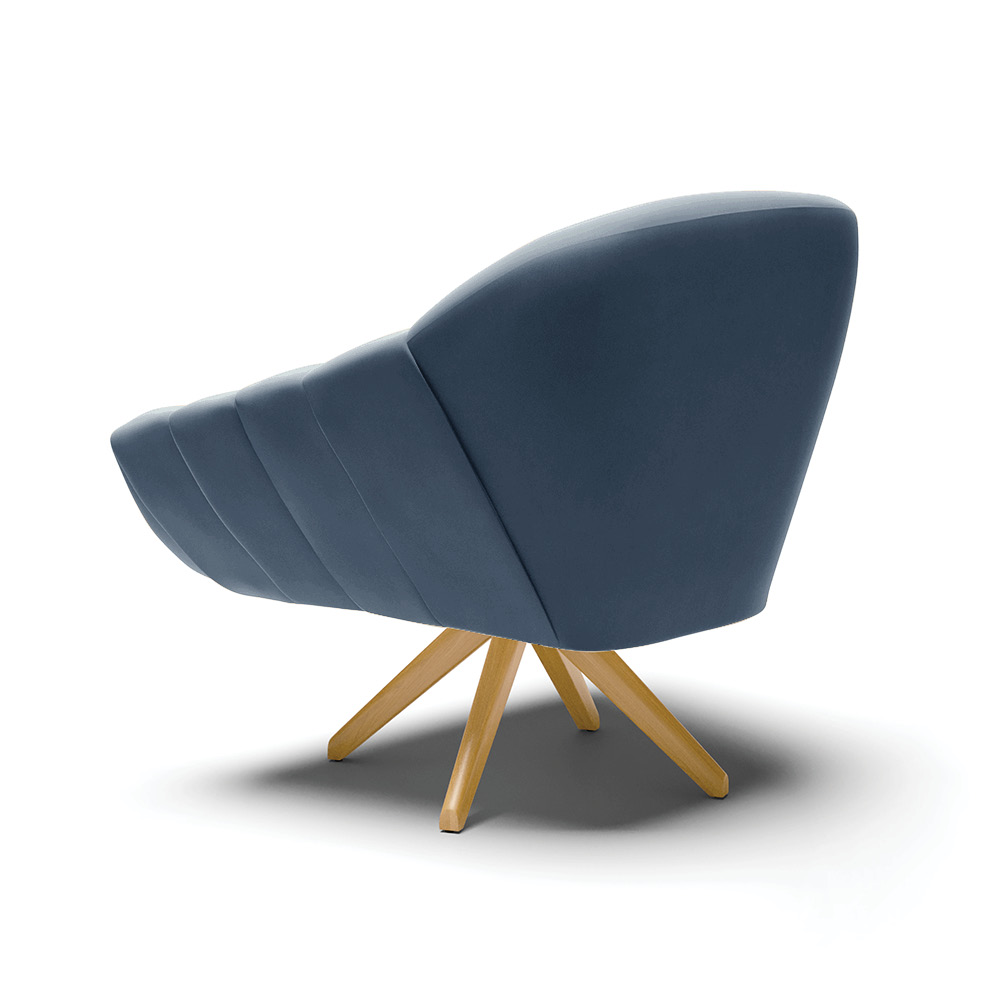 Kit 02 Poltronas Giratória Giovana Suede Azul Marinho Base Madeira MA30 - D'Rossi