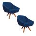 Kit 02 Poltronas Giratória Giovana Suede Azul Marinho Base Madeira MM30 D'Rossi