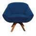 Kit 02 Poltronas Giratória Giovana Suede Azul Marinho Base Madeira MM30 D'Rossi